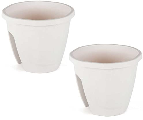 Serinova Jardinera Barandilla Balcón, Set 2 Unidades, 29 cm, 7,5 litros, Maceta Colgar (Blanco)