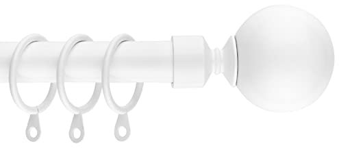 Curtain Poles Metal Plain ball finials Extendable Curtains Pole 120 cm to 300 cm White Adjustable Curtain Rod 19mm Diameter Curtain tracks