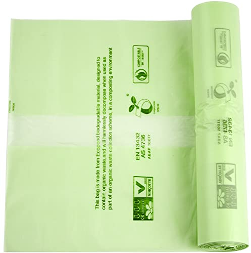 50 x Alina 6L Compostable Kitchen Caddy Bin Liner/Food Waste Bin Bag/Biodegradable Green 6 Litre Starch Sack
