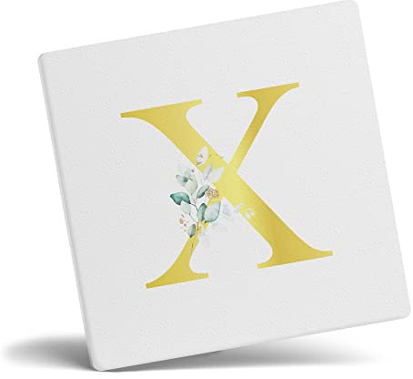 Taza de café con letra X personalizada, regalo personalizado, letra impresa con efecto dorado, no metálica, taza de café de cerámica para hombres o mujeres, taza extra grande y gigante, posavasos