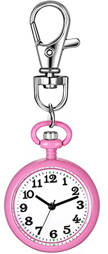 JewelryWe Karabineruhr Taschenuhr mit Karabiner Schlüsselanhänger FOB Clip-on Quarzuhr Analog Uhr für Ärzte Krankenschwestern Sanitäter Köche Sport Unisex