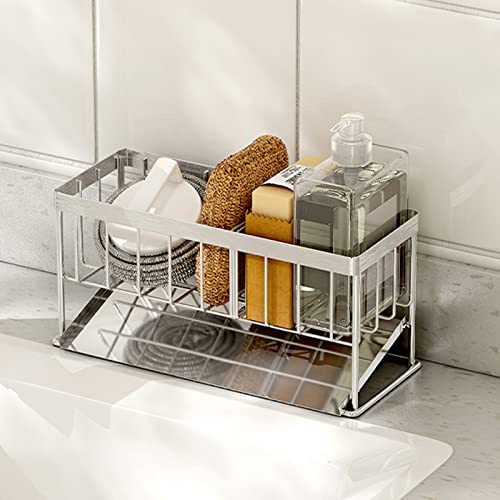 Mukkuri Sink Caddy - Kitchen Sink Organizer - Quick Draining, 304 Stainless Steel Tray