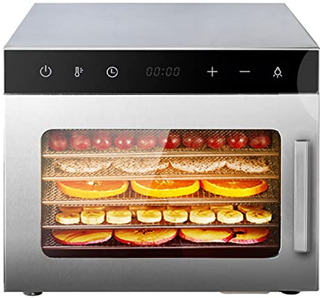 COYOUCO Essiccatore per Alimenti a 6 vassoi per Alimenti, essiccatore Durevole in Acciaio Inossidabile per Uso Alimentare con Timer Digitale Regolabile 24 Ore, Controllo della Temperatura 85ºF-185ºF