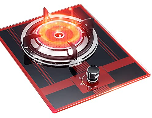 Fornello a gas Piano cottura a gas Fornello a gas singolo a infrarossi da 33 cm, pannello in vetro temperato antideflagrante, riscaldamento rapido, leggero e portatile, 1 anello per piano co