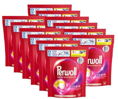 Perwoll Renew Caps Color & Faser Waschmittel (12x19 Wäschen), sanft reinigende All-in-1 Waschmittel Caps zur Farbauffrischung und Faserglättung bei bunter Wäsche
