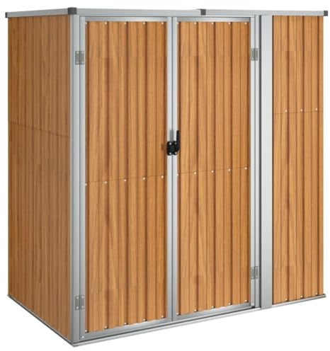 vidaXL Abri à Outils de Jardin Remise de Stockage Organisateur d'Outils Cabane de Rangement Extérieur Marron 161x89x161 cm Acier Galvanisé