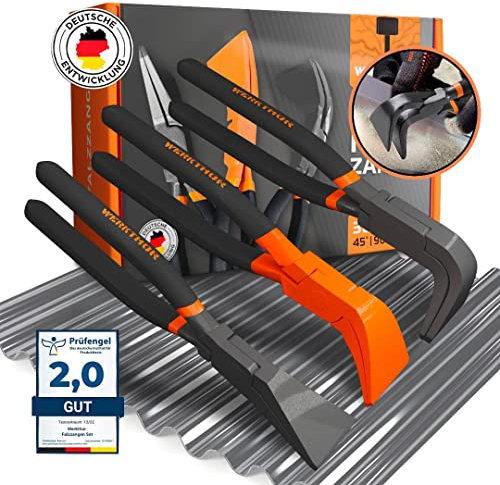 WERKTHOR Alicates de plegado – 3 alicates para un pliegue extremadamente preciso [45°, 90°,180°] – Herramienta de techado probada para bricolaje – 60 mm de ancho de boca