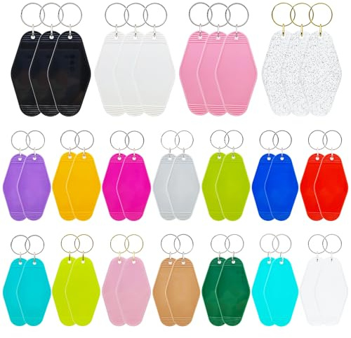 40pcs Blank Hotel Keychains Bulk Vintage Motel Keychain Vinyl Keychains Car Keychains Key tag (Mix 40)