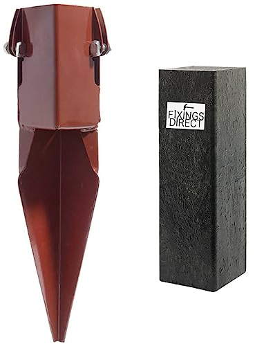 [FIXINGS DIRECT®] 100mm(4) Industrial Fence Post Repair Spike Support (Includes Free Driving Tool) 300mm Post Repair Spur With Clamp Grip+ Dual Powder Coated For Increased Strength & Performance(7)
