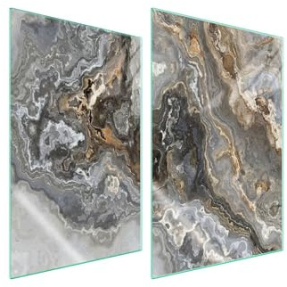 TMK ArtDeko Herdabdeckplatten 2 Teilig 2x35x52 cm Ceranfeldabdeckung Küche Induktion Herdschutz Spritzschutz Glasplatte Schneidebrett, Marmor