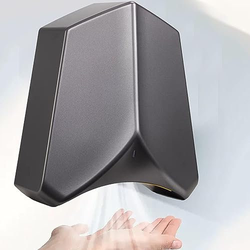SACLMD Professionale Asciugamani ad Aria Automatico Elettrico,Compatto Asciugamani ad Aria,Asciugamani Elettrico Ad Aria Calda con Fotocellula Automatica A Parete,Grey