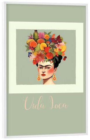 artboxONE Poster mit weißem Rahmen 30x20 cm Typografie Frida Vida Loca - Bild wandbild Frida Kahlo