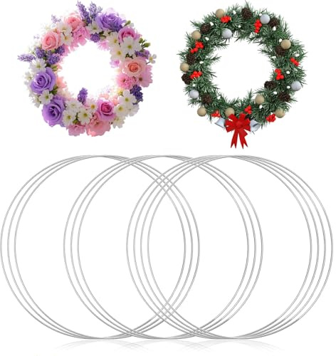 WOPPLXY 10 Stück Silber Metallringe zum Basteln, 30cm Deko Ringe, Makramee Ringe Metall für Traumfänger, DIY Handwerk, Hochzeitskranz, Weihnachtskranz, Wandbehang