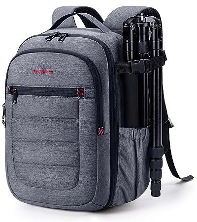 bagsmart Kamerarucksack Spiegelreflex Kameratasche für Fotografen, Wasserdichter Fotografie Reiserucksack mit 15,6-Zoll Laptopfach,Schwarz