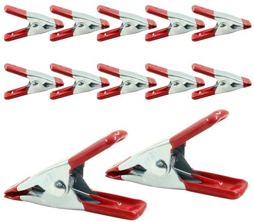 LifCratms 12 Pcs Metal Spring Clamps 2 inch, Heavy Duty Spring Metal Clips Clamps, Tent Clips with Rubber Tips for Woodworking Camping Photography Projects Home Improvement