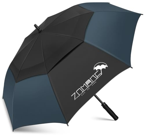 ZOMAKE Regenschirm Groß Sturmfest,XXL/XL Großer Golf Umbrella Sturmfest Automatik,Schirm Windfest Schwarz für 2 Personen,Golfschirm Stabil für Herren Damen Familie