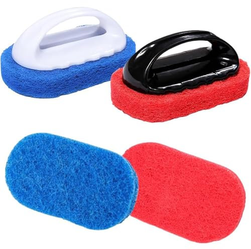4 Stück Reinigungsbürste Schwamm, Poolreinigung Handschrubbe, Badewannen Fliesen Reinigungsschwamm, Dekontaminations Schwamm BüRste, Bürste für Badwanne Fliesen Bodenbelag Badzimmer Küche
