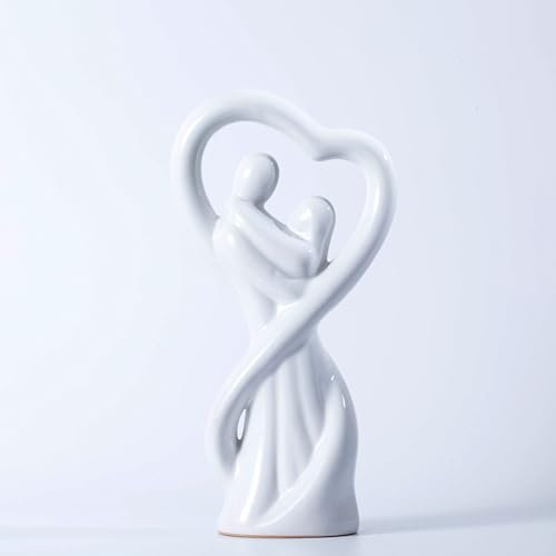 ARJDXDP Scultura Romantica in Ceramica Bianca, Statuette Decorative Casa, Soprammobili Moderni, Regalo Sposi, Arredo Moderno - Regalo Anniversario Matrimonio Figure