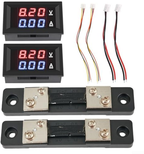 Voltmetro digitale DC 4,5 – 100 V 50 A, display a LED, voltmetro amperometro con shunt per misurazione elettrica, confezione da 2