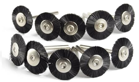 Brocas de Cepillo de Alambre, Juego de 10 cepillos de alambre for pulir de 22 mm y 3,0 mm de vástago de acero inoxidable/nailon for pulir y esmerilar herramientas rotativas, cepillos de metal(10pcs Ny