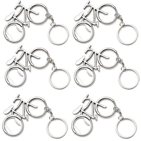 6 abrebotellas de cerveza, llavero de metal con forma de bicicleta, abridor de botellas de cerveza, acero inoxidable para llaveros