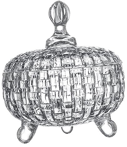 EXAOMBLE Embossed Glass Candy Jar Lid Storage Jar for Fruit Snacks Home Supplies