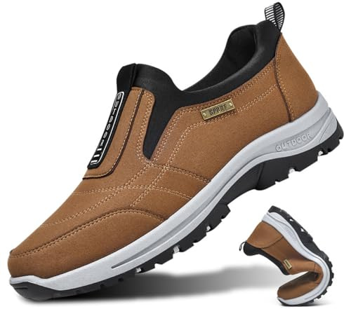 Scarpe Terapeutiche Per Diabetici Da Uomo Scarpe Da Corsa Scarpe Alluce Valgo Piedi Gonfi, Scarpe Da Ginnastica Leggere E Traspiranti Antiscivolo Scarpe Ortopediche Per Artrite Edema,Brown-45 EU