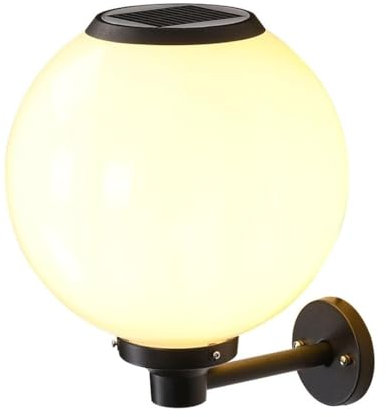 Lampada a energia solare, moderna lanterna sferica in alluminio, impermeabile, con paralume in PS, per esterni