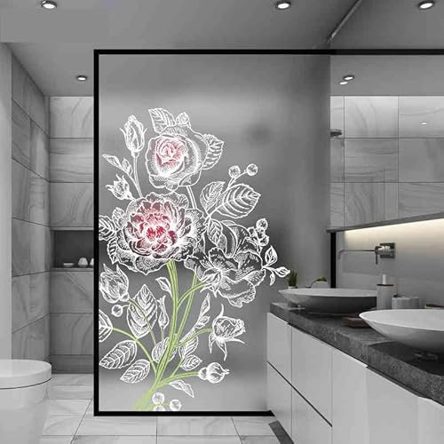 Vinilos para Cristales 40X60CM Flores Vinilo Adhesivo Cristal Translucido,Vinilos Adhesivos para Cristales,Vinilo Ventana,Vinilo Mampara Ducha,Window Film Anti UV