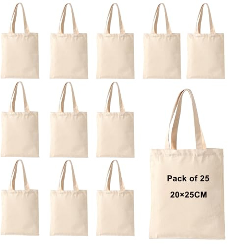 wintfarm 20x25cm 25pcs Small Tote Bags, Plain Tote Bags to Decorate, Reusable Grocery Bag, for Shopping Printing And Decoration