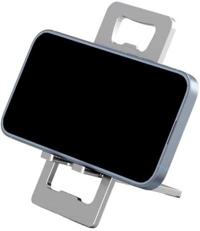 OUDQFCJ Supporto Telefono Scrivania Metallico, Portatile Porta Cellulare da Tavolo Regolabile, Accessori Telefono Viaggio Compatibile con iPhone 16 15 14 Pro Max Samsung S24 S23 Kindle-Grigio