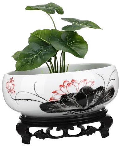 JOINPAYA Maceta Hidropónica para Plantar Flores y Plantas de Interior con Base Redonda de Cerámica Resistente y Fácil de Limpiar para Decoración en Oficina