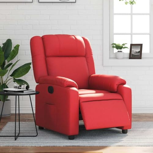 IBUQDDV Armlehnensessel Lesesessel Loungesitz Fernsehsessel Relaxsessel Elektrisch Rot Kunstleder für Büro Schlafzimmer
