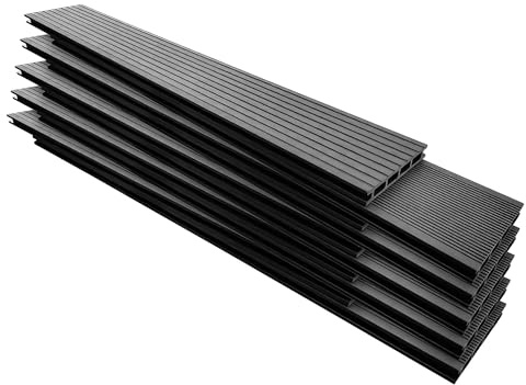 Frankystar Kaido - Set di 5 Doghe Pavimento da Esterno 150x75 cm per Giardino Patio Terrazza Pavimentazione in WPC Nero