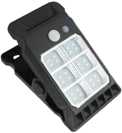 Generisch Lampada solare a clip per esterni, sensore intelligente, luce di sicurezza, 3 modalità, decorazione da parete per ombrello, campeggio, terrazza, garage, giardino