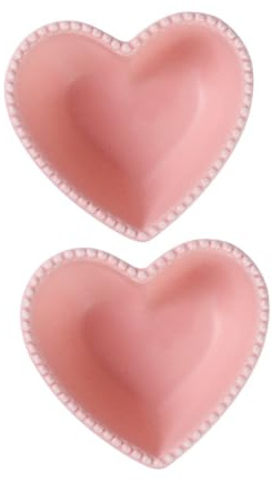TOYZFRIENDY 2Pcs Creative Heart-Shaped Snack Bowls for Baking Egg Pudding and Fruit Salad Kitchen Containers for Mousse Cake Jelly and Dessert Storage Pink Small Serving Bowls for Party and