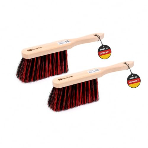 2 Stück Hochwertige Handfeger Arenga-Mix 28cm Lang Set Holz Handbesen | Spezieller BorstenMix, für groben und feinen Schmutz im Außenbereich