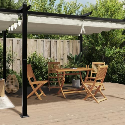 HETFTJN Gartenpavillon 6x3 m Anthrazit Aluminium mit Ausziehbarem Creme Dach, robuster Grillpavillon Shelter für Outdoor Eating Lounge und Events im Garten und auf der Terrasse