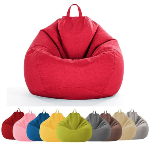 MOTTK Fodera per poltrona sacco (senza imbottitura), per leggere e dormire, con cerniera imbottita (rosso, 70 x 80 cm)