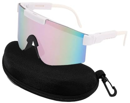XFSRG Lunettes De Soleil Cyclisme Sport Lunettes De VéLo ColoréEs Avec Verres Miroir Protection UV400 Pour Sports En Plein Air (Blanc)