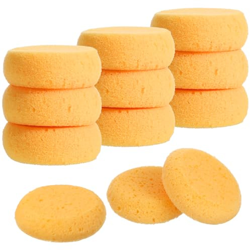 12Pcs Pottery Sponges, 2.75 Inch Yellow Round Pottery Sponges, Soft Water-Absorbent Clay & Painting Sponge for Ceramics, Crafts, Face Painting Leather Care & Household Cleaning