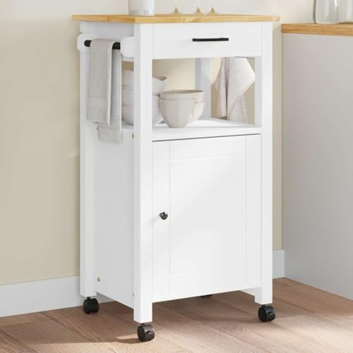 Logeirevo Wood Kitchen Trolley, Wooden Island Cart, Kitchen Trolley Cart on Wheels, 18.9x15.7x35.4,-802