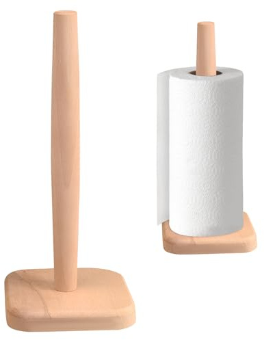 Wooden Kitchen Roll Holder, Paper Towel Stand Free Standing