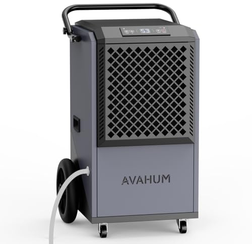 Commercial Dehumidifier,Grey Industrial Dehumidifier 320 Pint for 8,000 Sq.Ft Basement Warehouse Construction, Large Heavy Duty Commercial Grade Dehumidifiers with Drain Hose, Auto Defrost,Restart