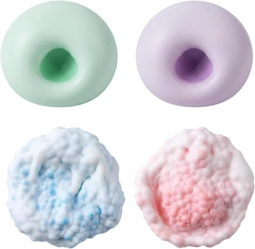 2PCS Stress Balls, Purple and Pink Stress Balls, Portable Balls for Focus Relaxation at Home, School, Office, Travel