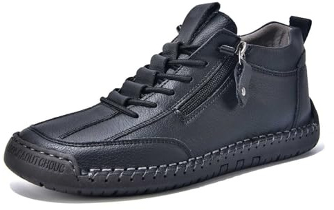 Genérico Zapatos Casuales Hombre con Cremallera Lateral y Cordones diseño versátil para Uso Diario Cuero Brinda Comodidad Durante Todo el año Ideales Combinar con Jeans o Pantalones Informales