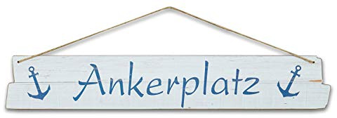 levandeo Türschild Türhänger Holz 60x10cm Ankerplatz Wandbild Wanddeko Deko Schild Wandobjekt Maritim