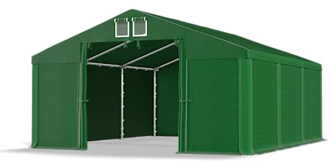 DAS COMPANY Lagerzelt 5x6m wasserdicht dunkelgrün Zelt 560g/m² PVC Plane hochwertig Zelthalle Summer SD - Faltpavillon, Gartenpavillon, Pavillon, Gartenhaus, Zeltgarage, Garagenzelt - Partyzelt