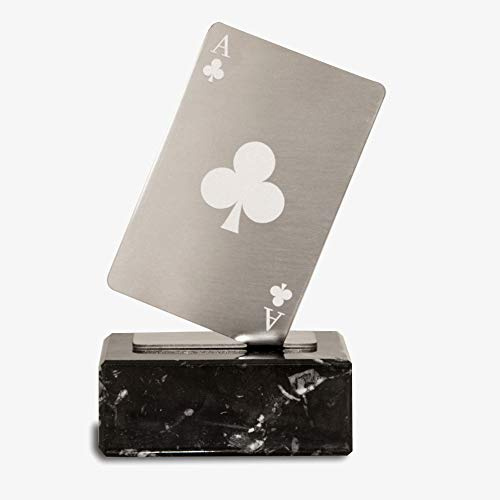 Trofeos Martínez - Trofeo de Acero Inoxidable con Base mármol Cartas Poker. (14cm)