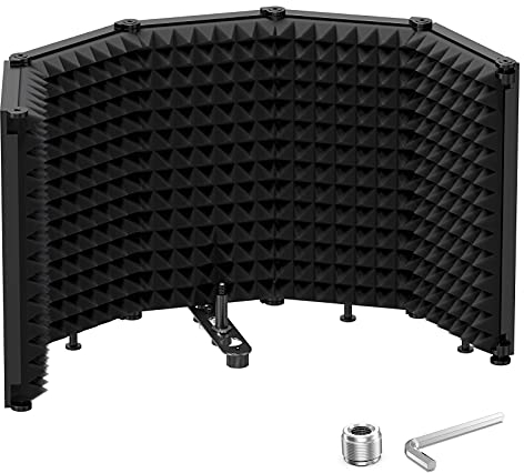 Moukey Mikrofon Isolation Schallschutz, Sound Shield Isolation, 5 Seiten Mikrofon schallabsorbierend Schaum Reflektor für Aufnahmestudio, Podcasts, Gesang und Rundfunk